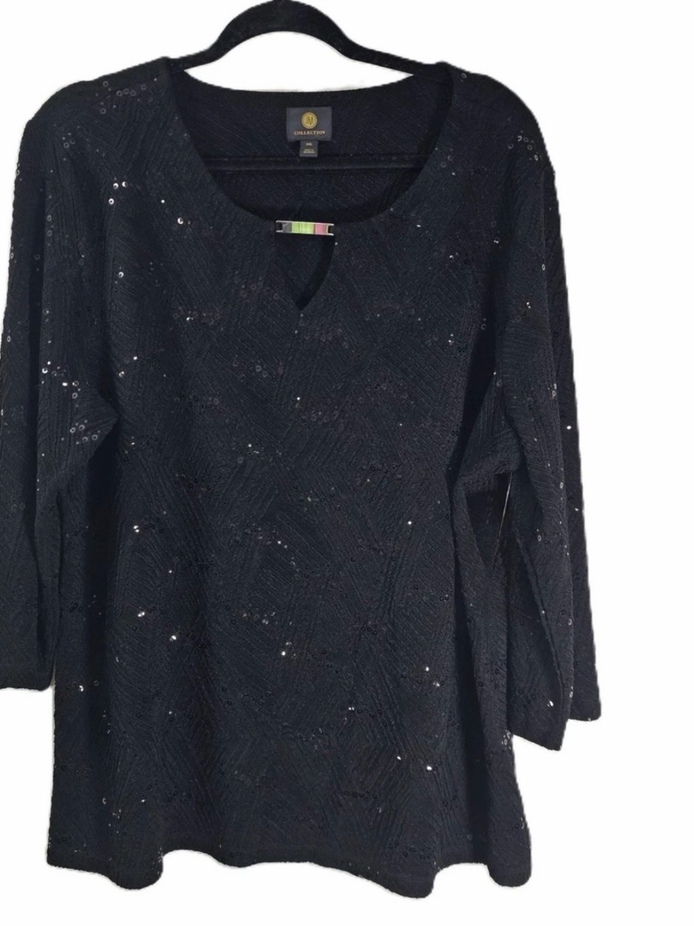 JM Collection Black sequin Top